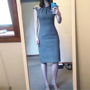 Karen Millen grey tan animal print wool dress